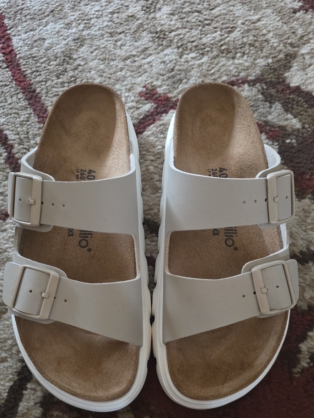 Birkenstock Double Strap Off White Comfort Sandals 9m New
